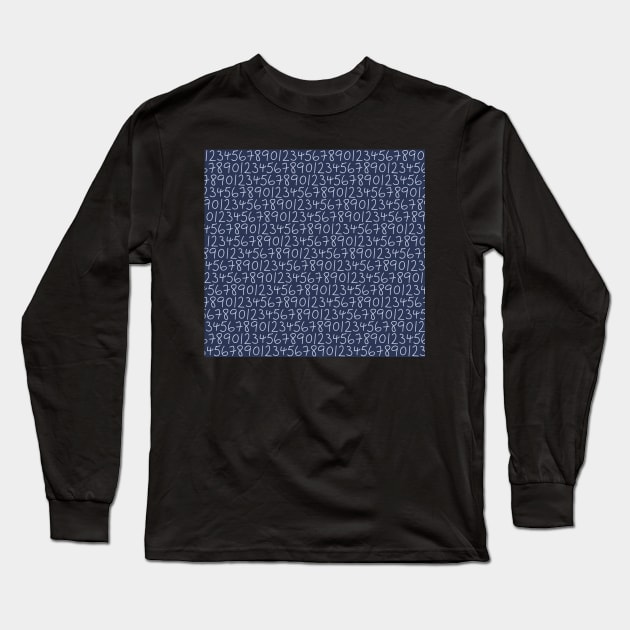 Numbers galore in deep blue Long Sleeve T-Shirt by FrancesPoff